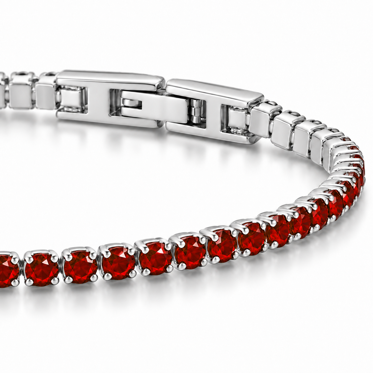 Bracciale Tennis 2mm in acciaio inox con chiusura a scatto unisex