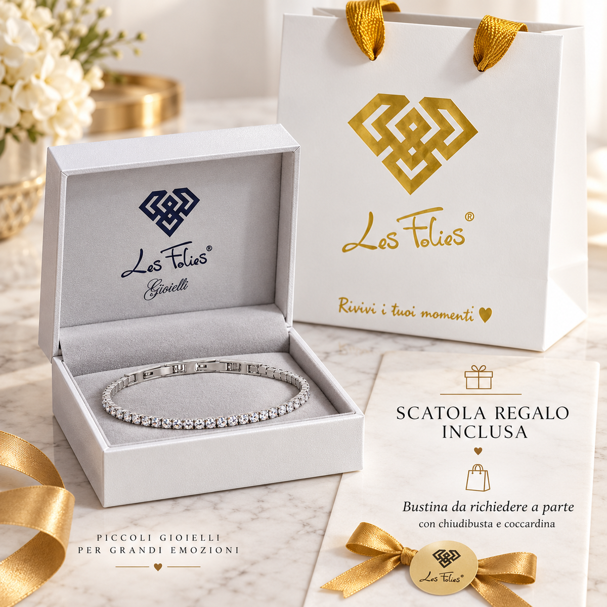 Bracciale Tennis 2mm in acciaio inox con chiusura a scatto unisex