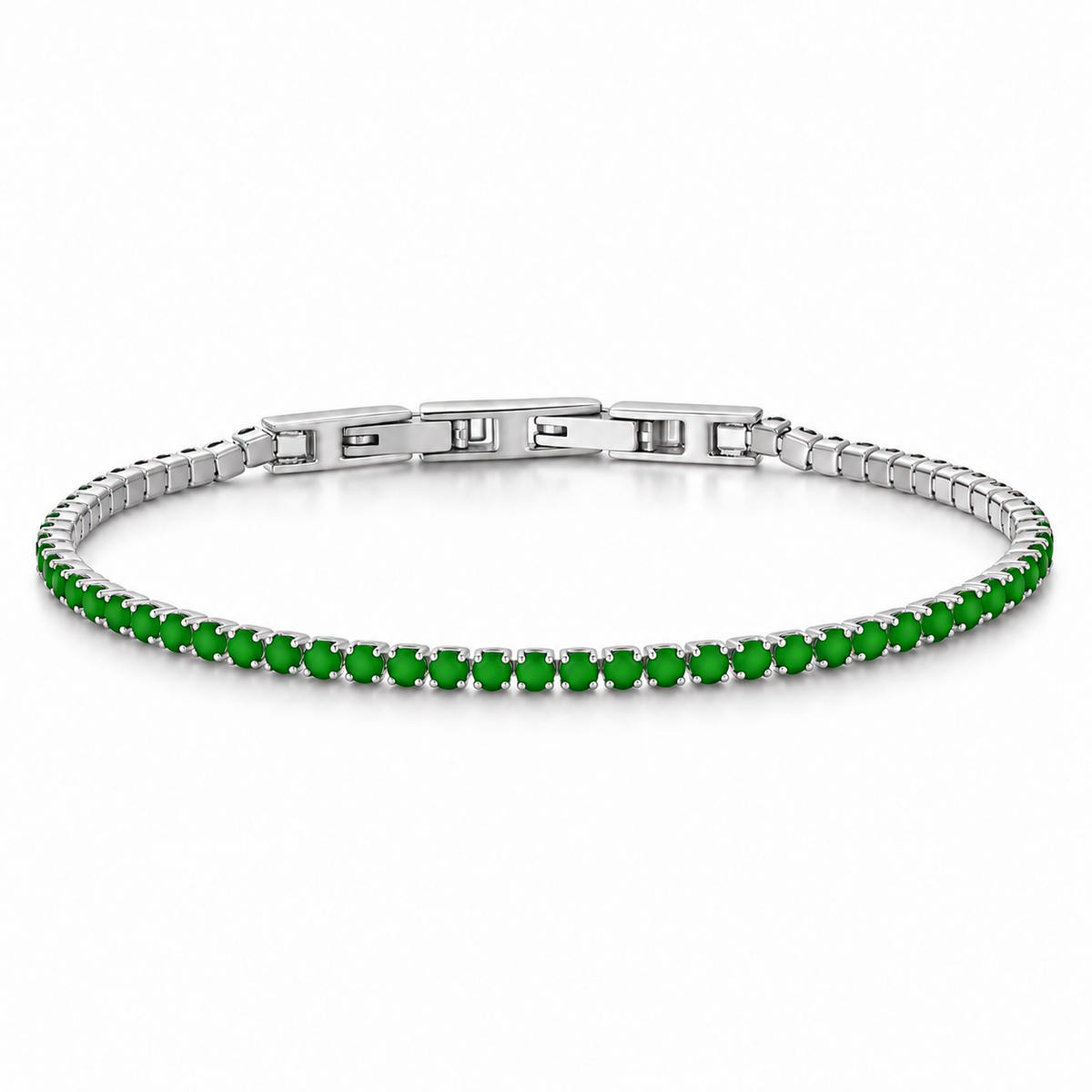 Bracciale Tennis 2mm in acciaio inox con chiusura a scatto unisex