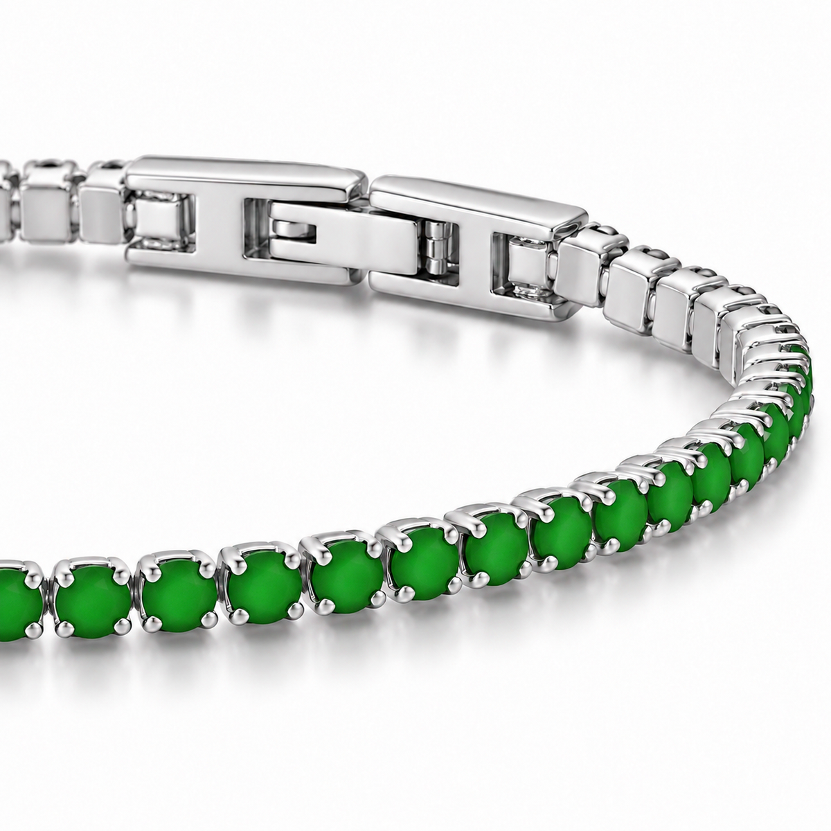 Bracciale Tennis 2mm in acciaio inox con chiusura a scatto unisex