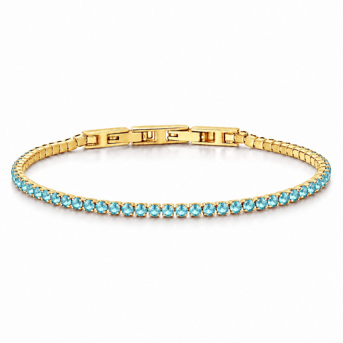 Bracciale Tennis 2mm in acciaio inox placcati oro con chiusura a scatto unisex