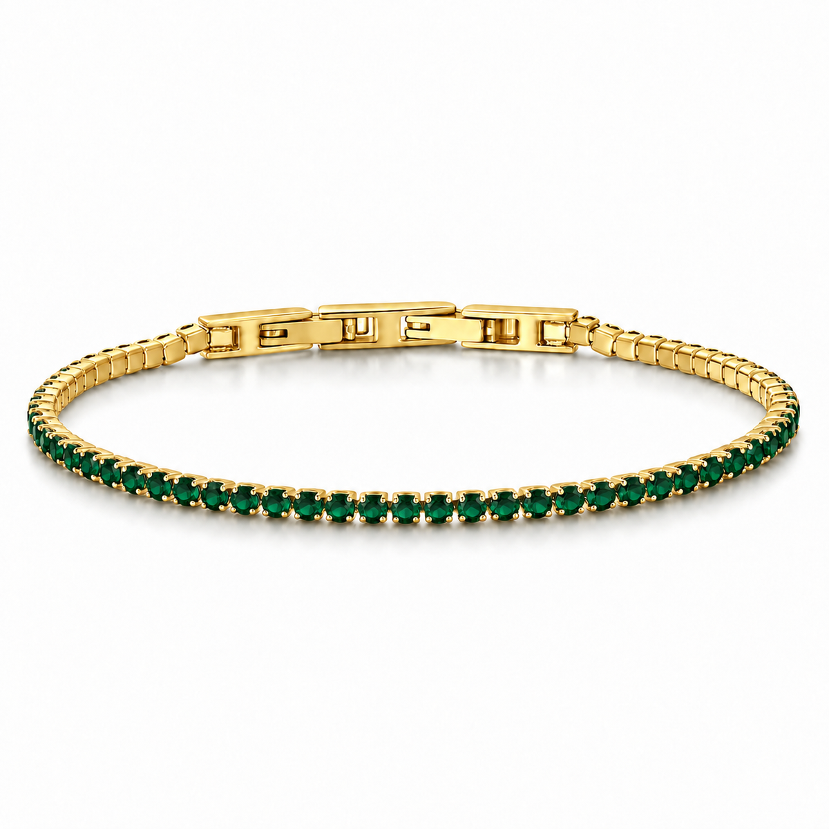 Bracciale Tennis 2mm in acciaio inox placcati oro con chiusura a scatto unisex