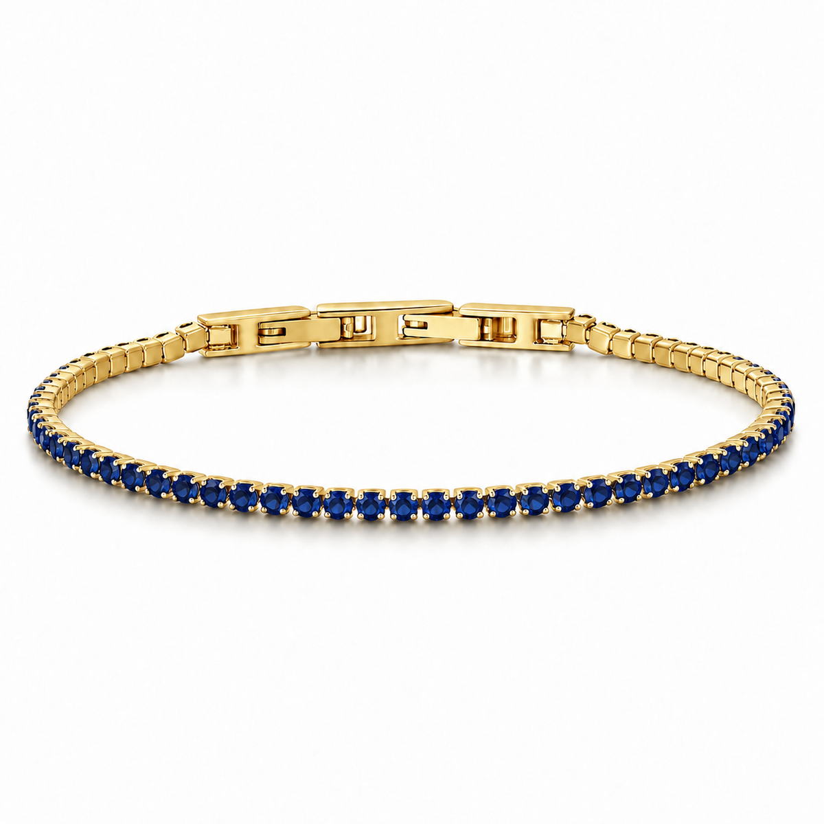 Bracciale Tennis 2mm in acciaio inox placcati oro con chiusura a scatto unisex