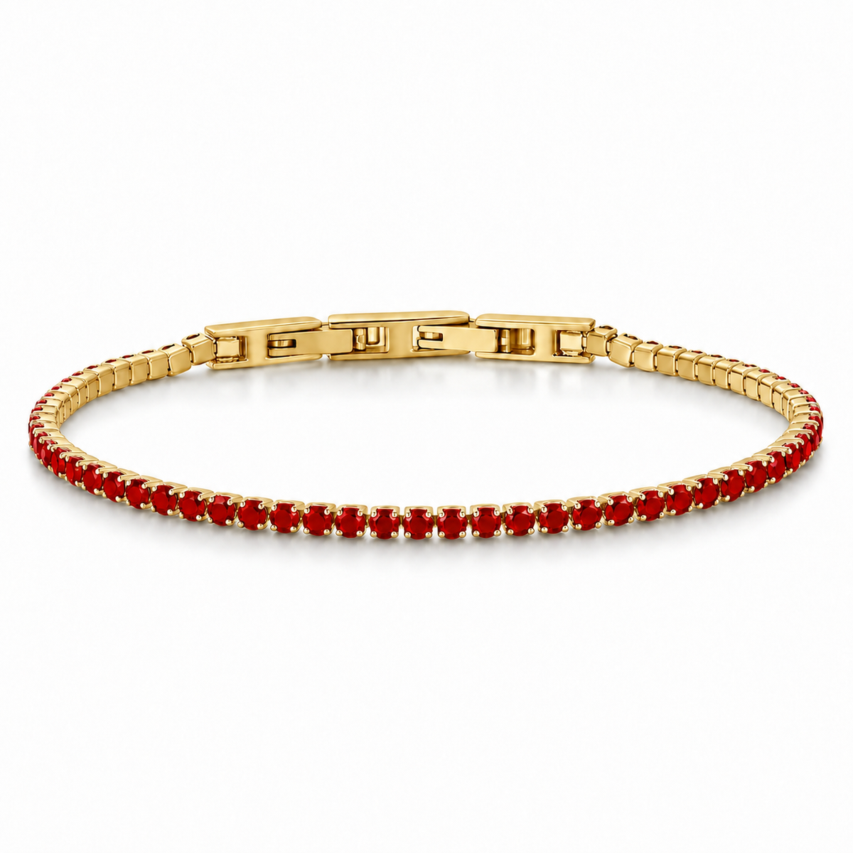 Bracciale Tennis 2mm in acciaio inox placcati oro con chiusura a scatto unisex