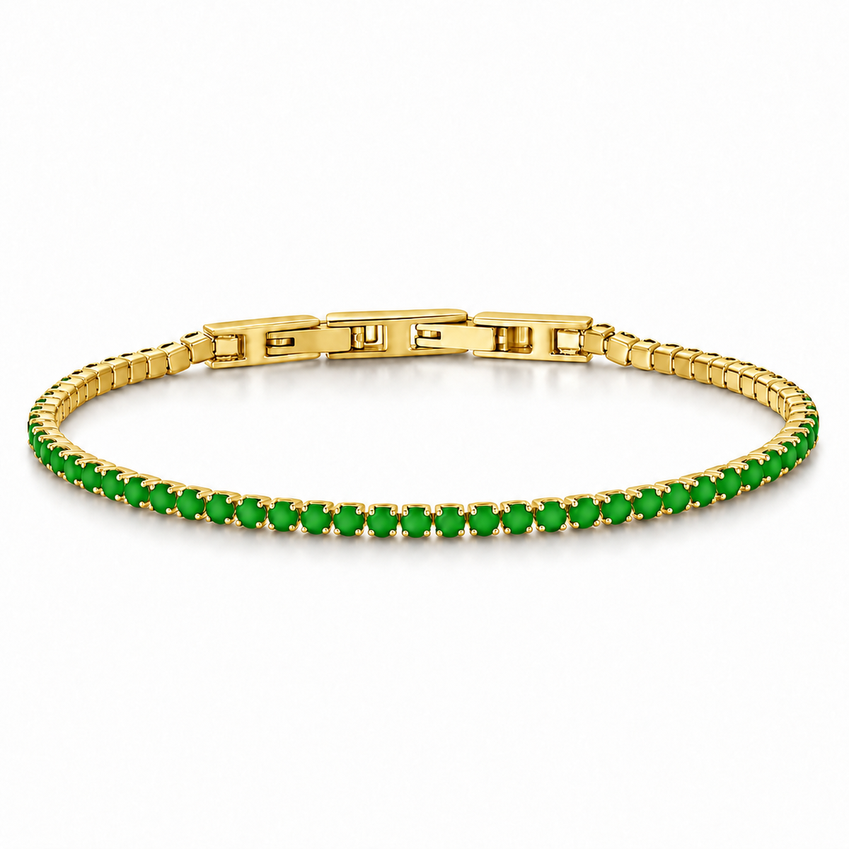 Bracciale Tennis 2mm in acciaio inox placcati oro con chiusura a scatto unisex