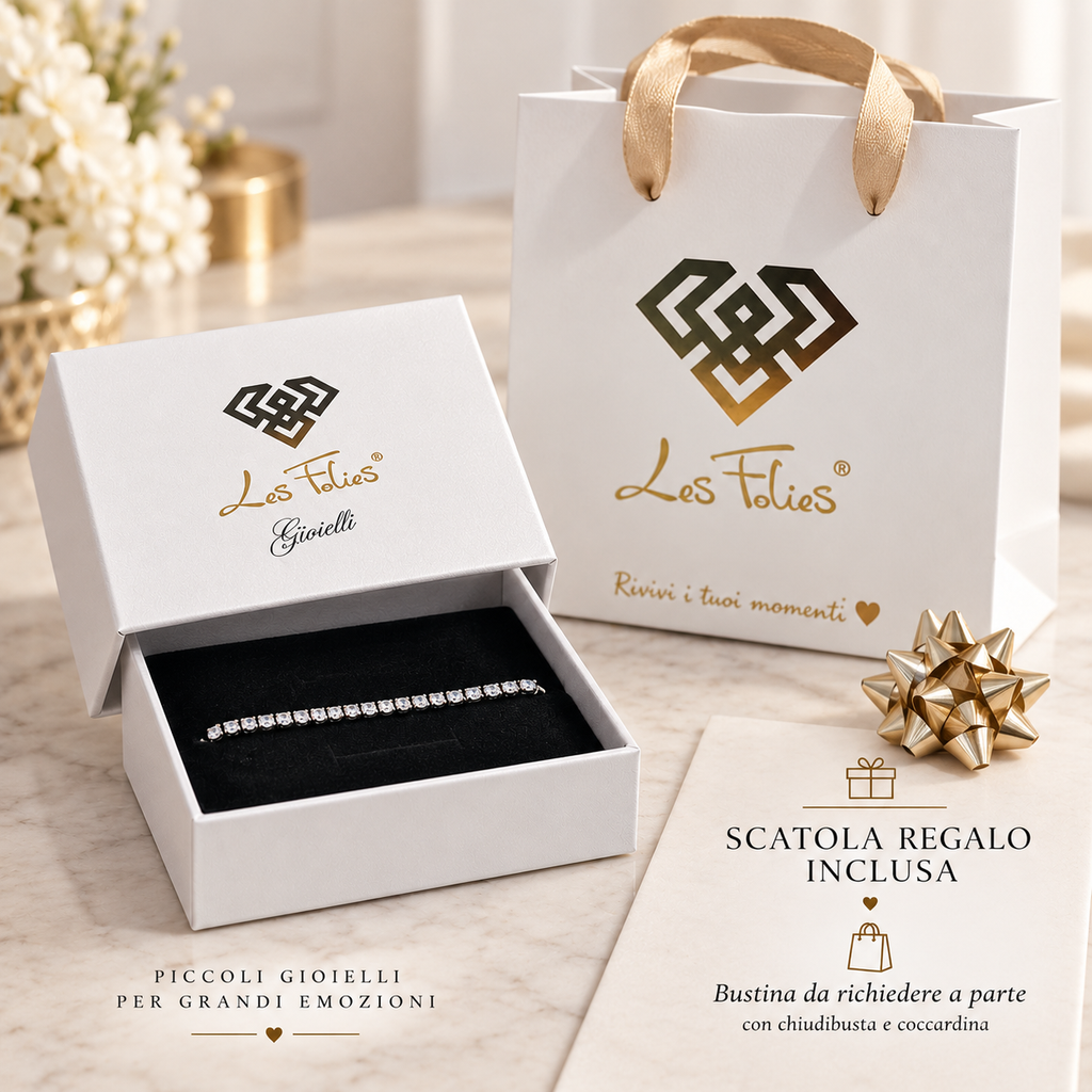 Bracciale Tennis 2mm in acciaio inox placcati oro con chiusura a scatto unisex