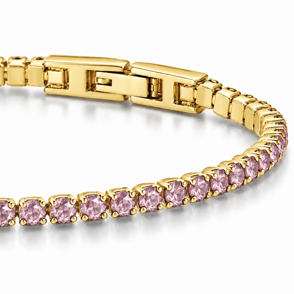 Bracciale Tennis 2mm in acciaio inox placcati oro con chiusura a scatto unisex