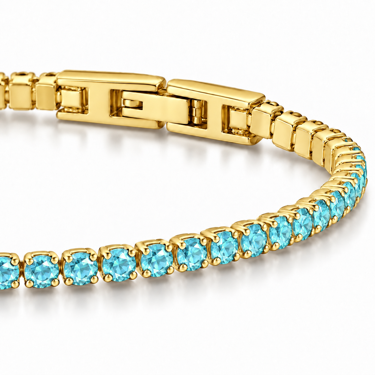 Bracciale Tennis 2mm in acciaio inox placcati oro con chiusura a scatto unisex
