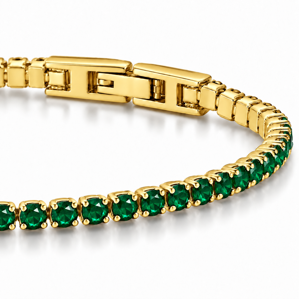 Bracciale Tennis 2mm in acciaio inox placcati oro con chiusura a scatto unisex