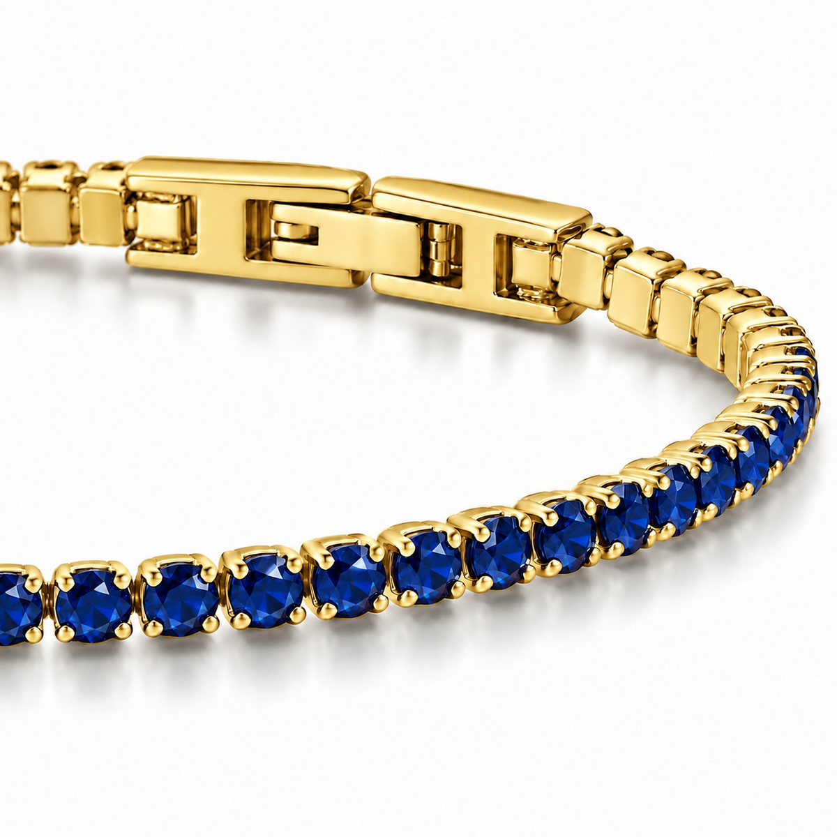 Bracciale Tennis 2mm in acciaio inox placcati oro con chiusura a scatto unisex