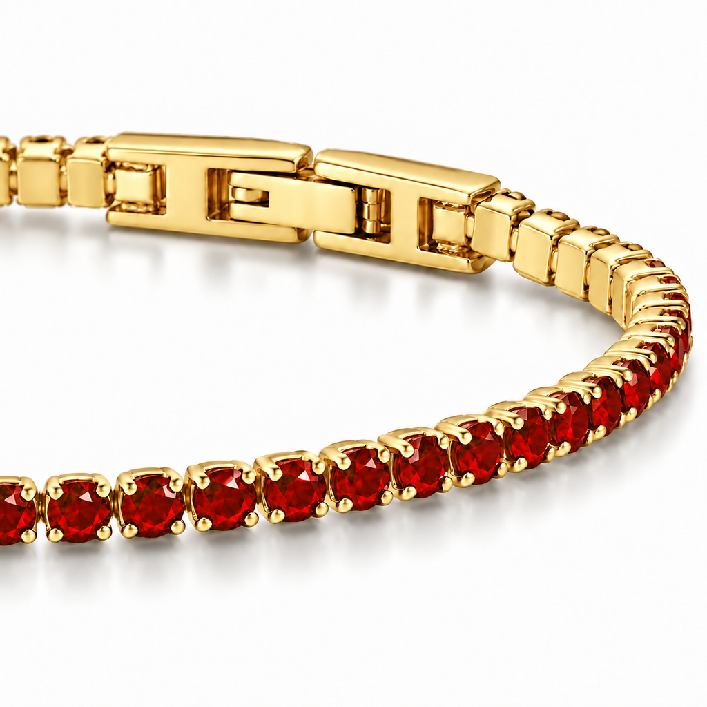 Bracciale Tennis 2mm in acciaio inox placcati oro con chiusura a scatto unisex