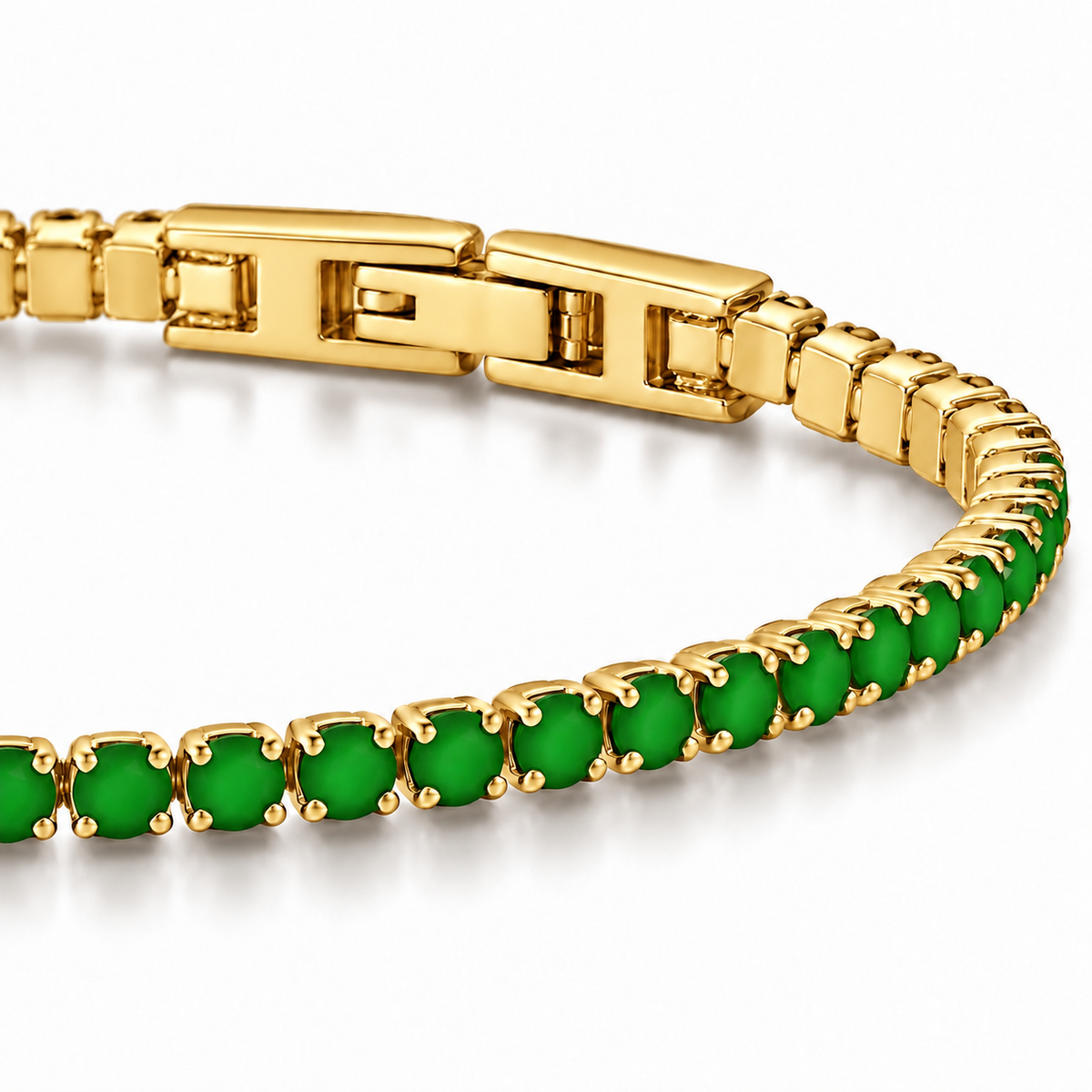 Bracciale Tennis 2mm in acciaio inox placcati oro con chiusura a scatto unisex