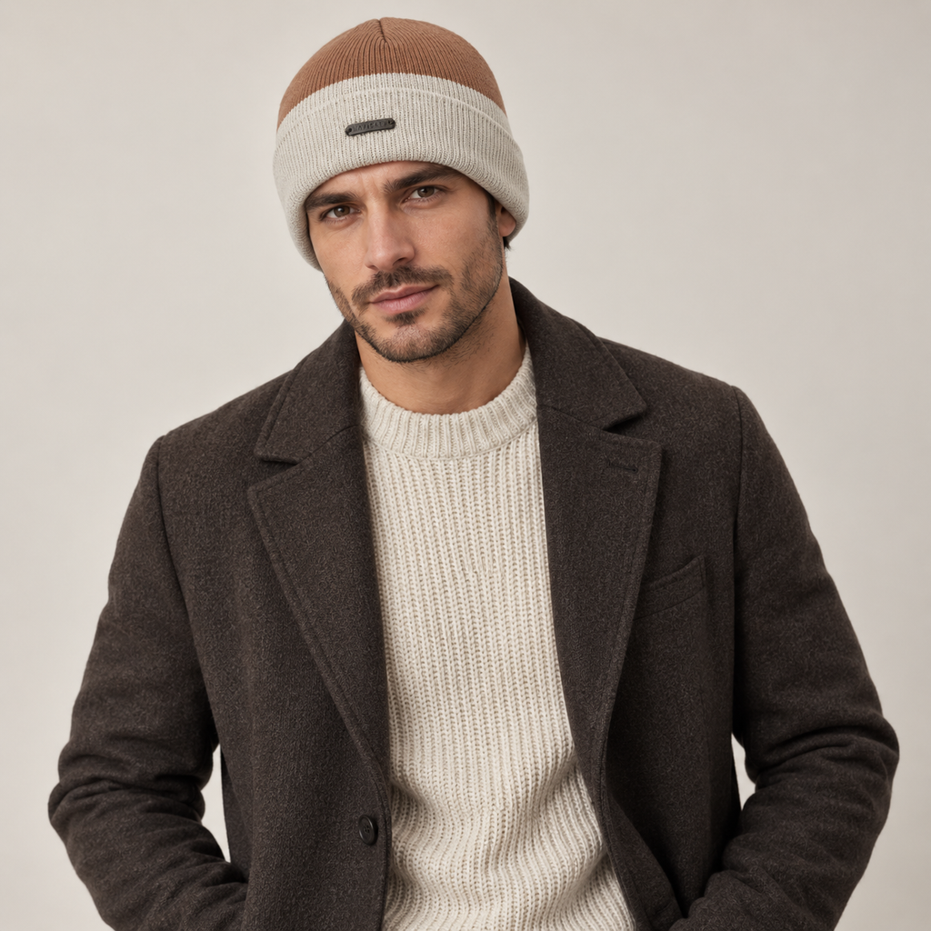 Cappello Navigare in Maglia Bicolore con Risvolto