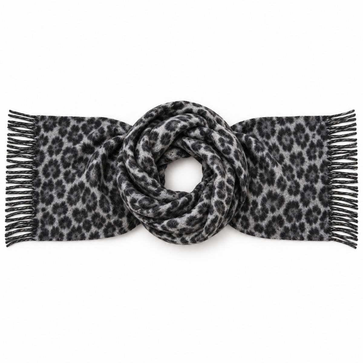 Sciarpa Donna Leopardata con Frange