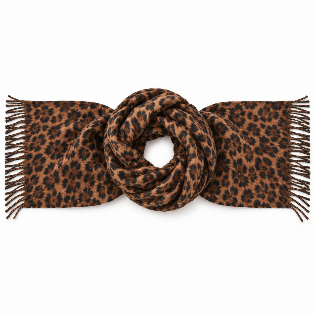 Sciarpa Donna Leopardata con Frange