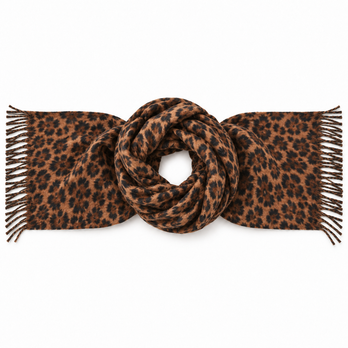 Sciarpa Donna Leopardata con Frange