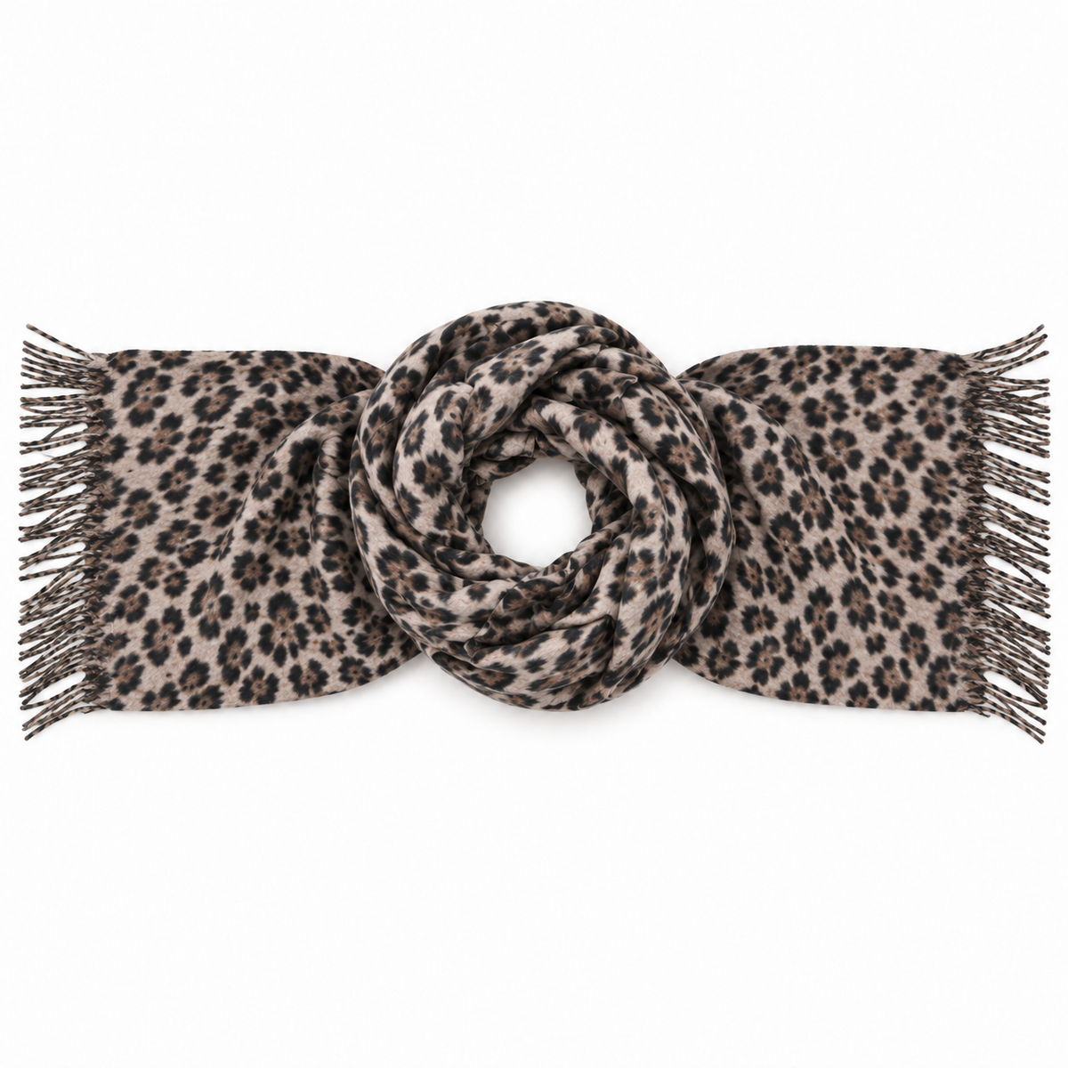 Sciarpa Donna Leopardata con Frange