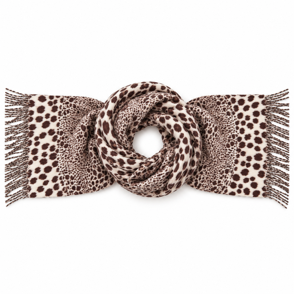 Sciarpa Donna Animalier Sfumata con Frange