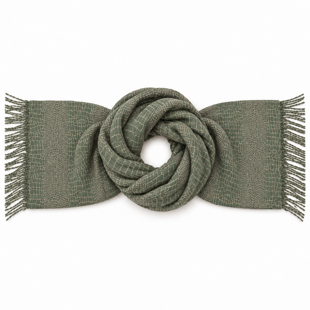Sciarpa Donna Stampa Cocco con Frange