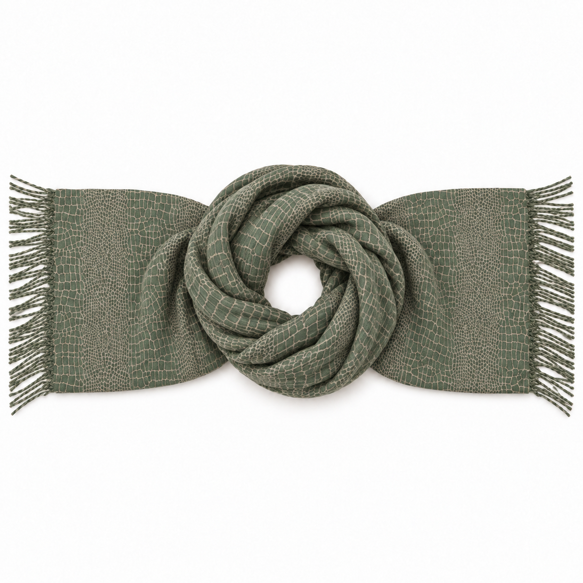 Sciarpa Donna Stampa Cocco con Frange