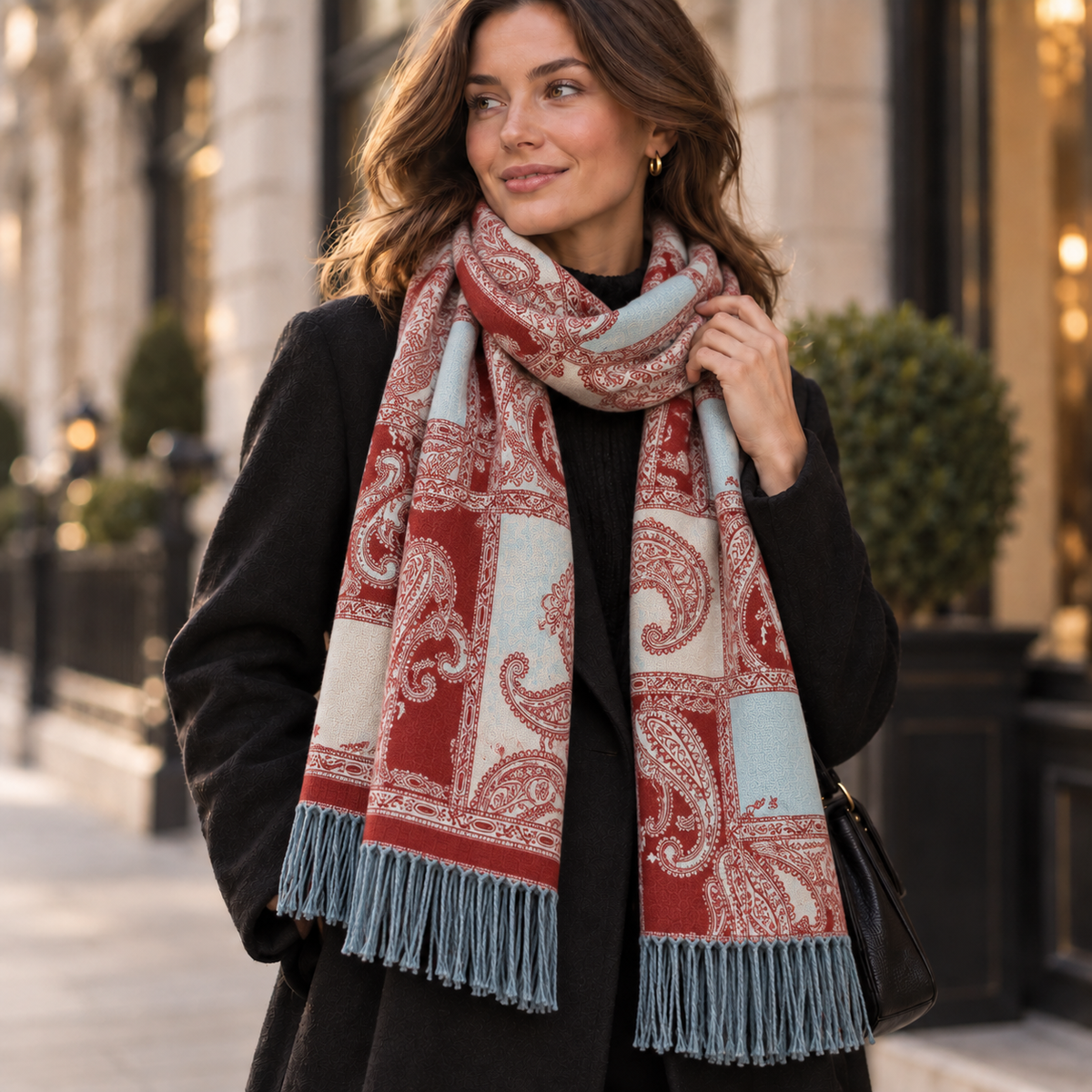 Sciarpa Donna Fantasia Paisley con Frange