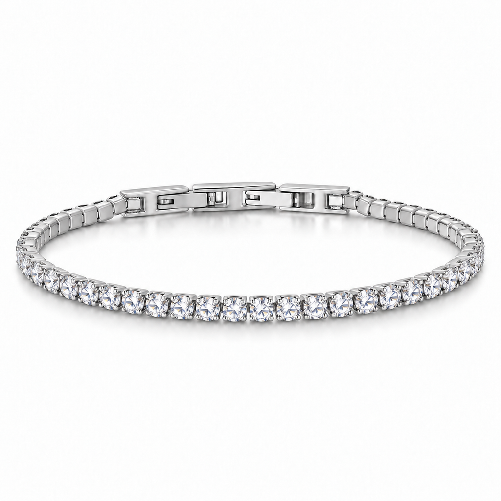 Bracciale Tennis 3mm in acciaio inox con chiusura a scatto unisex