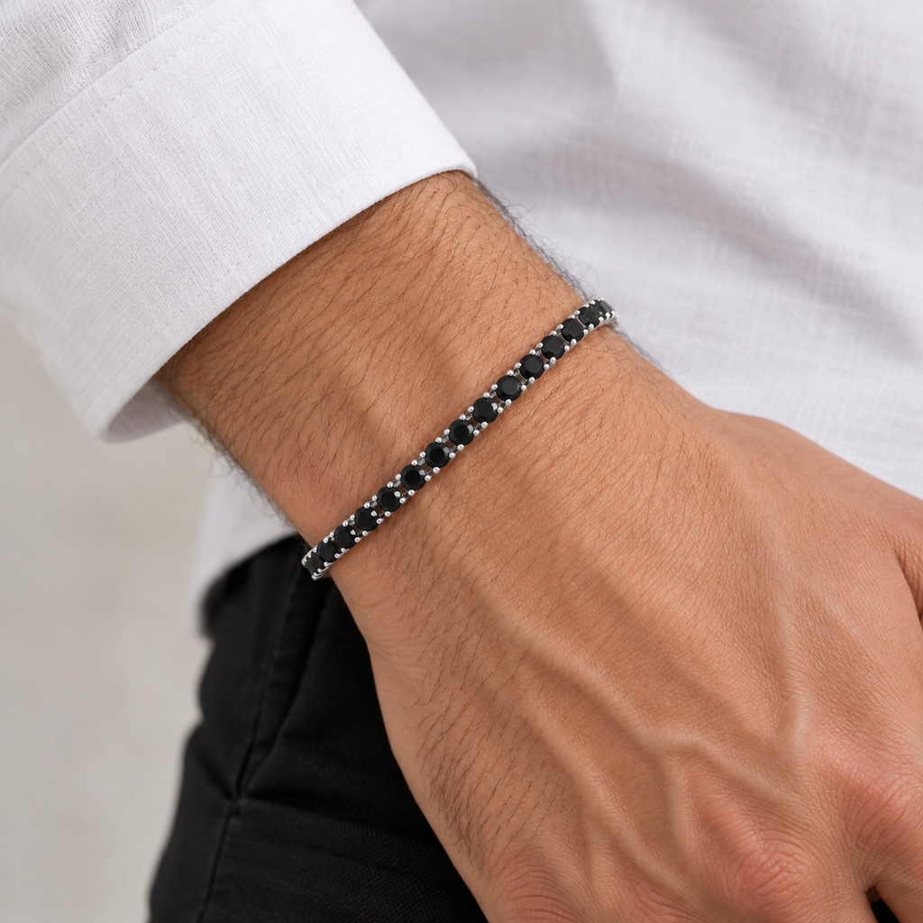 Bracciale Tennis 3mm in acciaio inox con chiusura a scatto unisex
