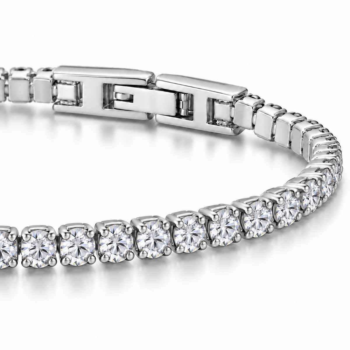 Bracciale Tennis 3mm in acciaio inox con chiusura a scatto unisex