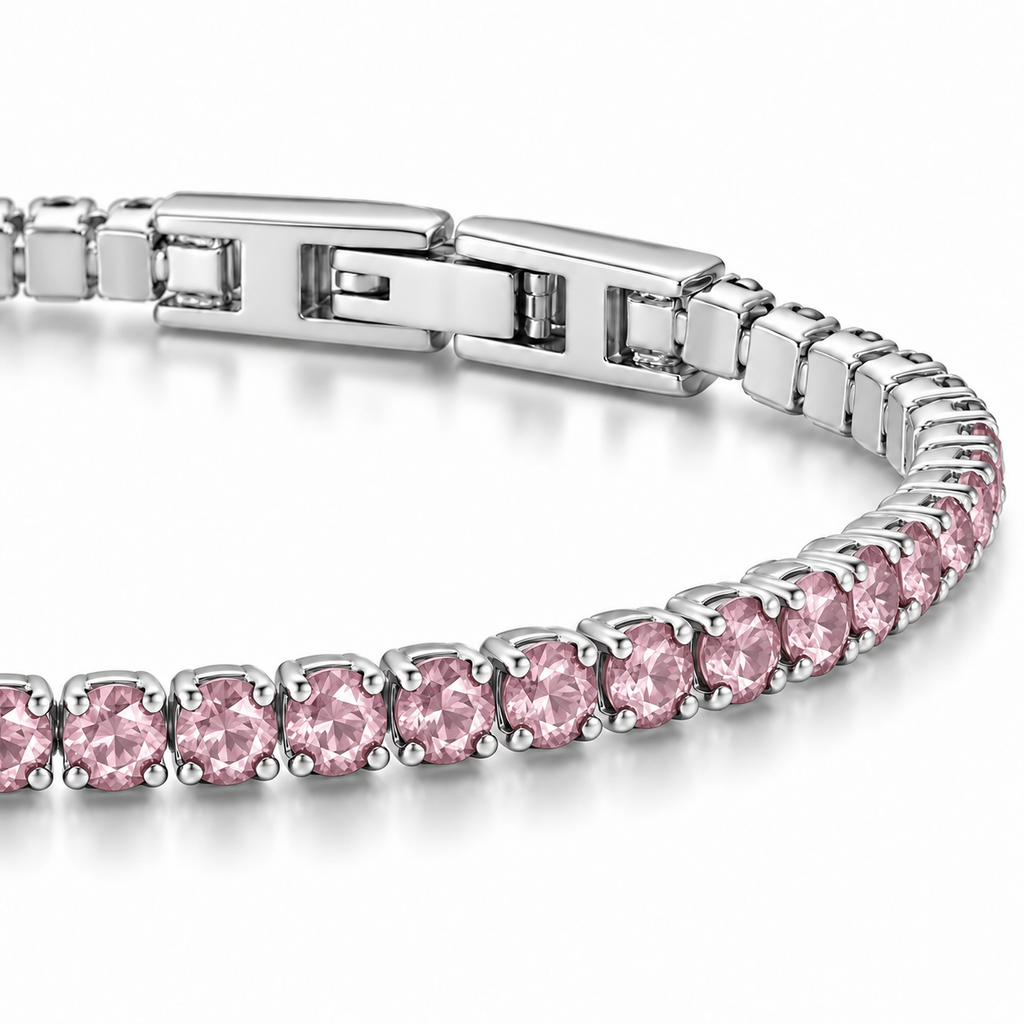 Bracciale Tennis 3mm in acciaio inox con chiusura a scatto unisex