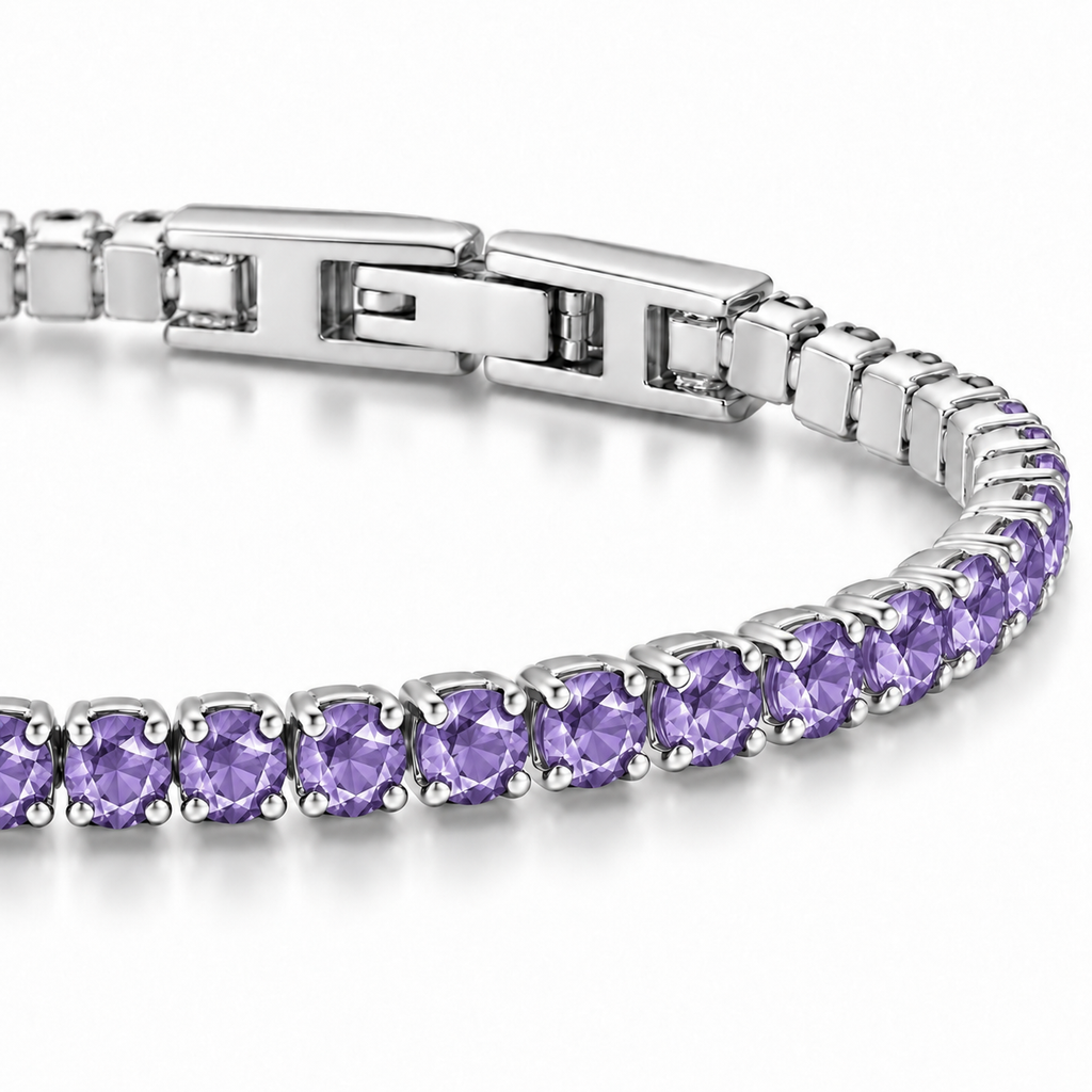 Bracciale Tennis 3mm in acciaio inox con chiusura a scatto unisex