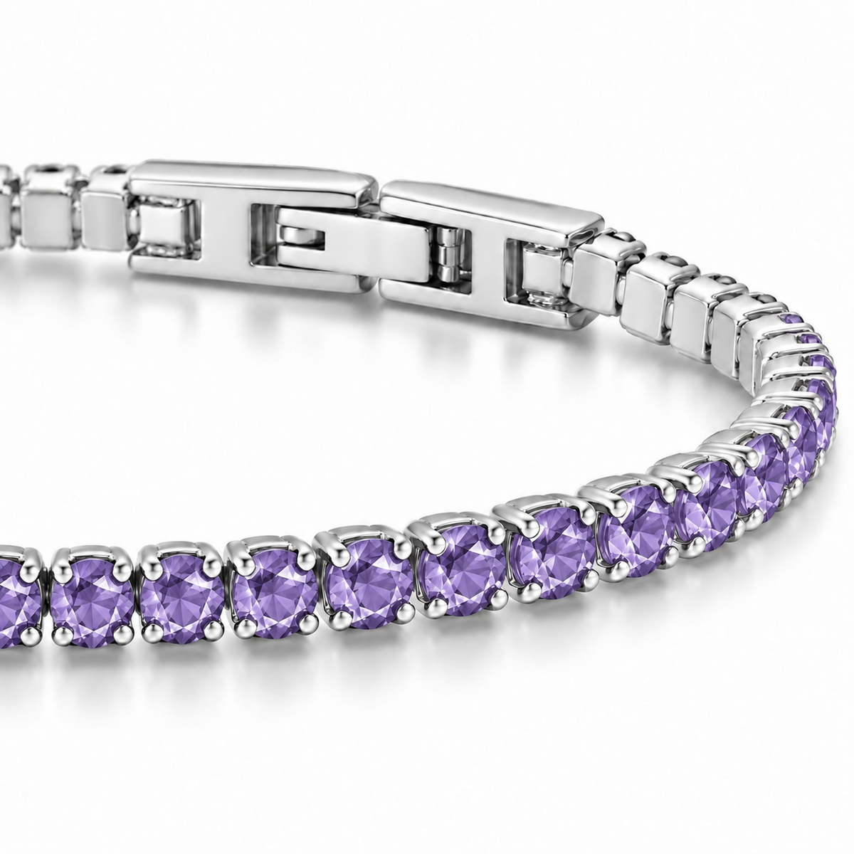 Bracciale Tennis 3mm in acciaio inox con chiusura a scatto unisex