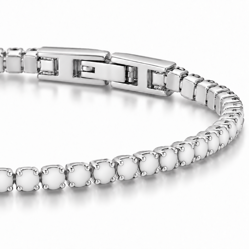 Bracciale Tennis 3mm in acciaio inox con chiusura a scatto unisex