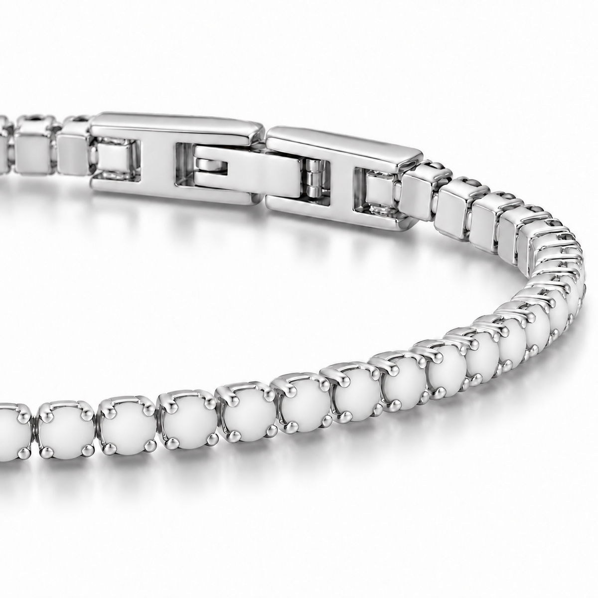 Bracciale Tennis 3mm in acciaio inox con chiusura a scatto unisex