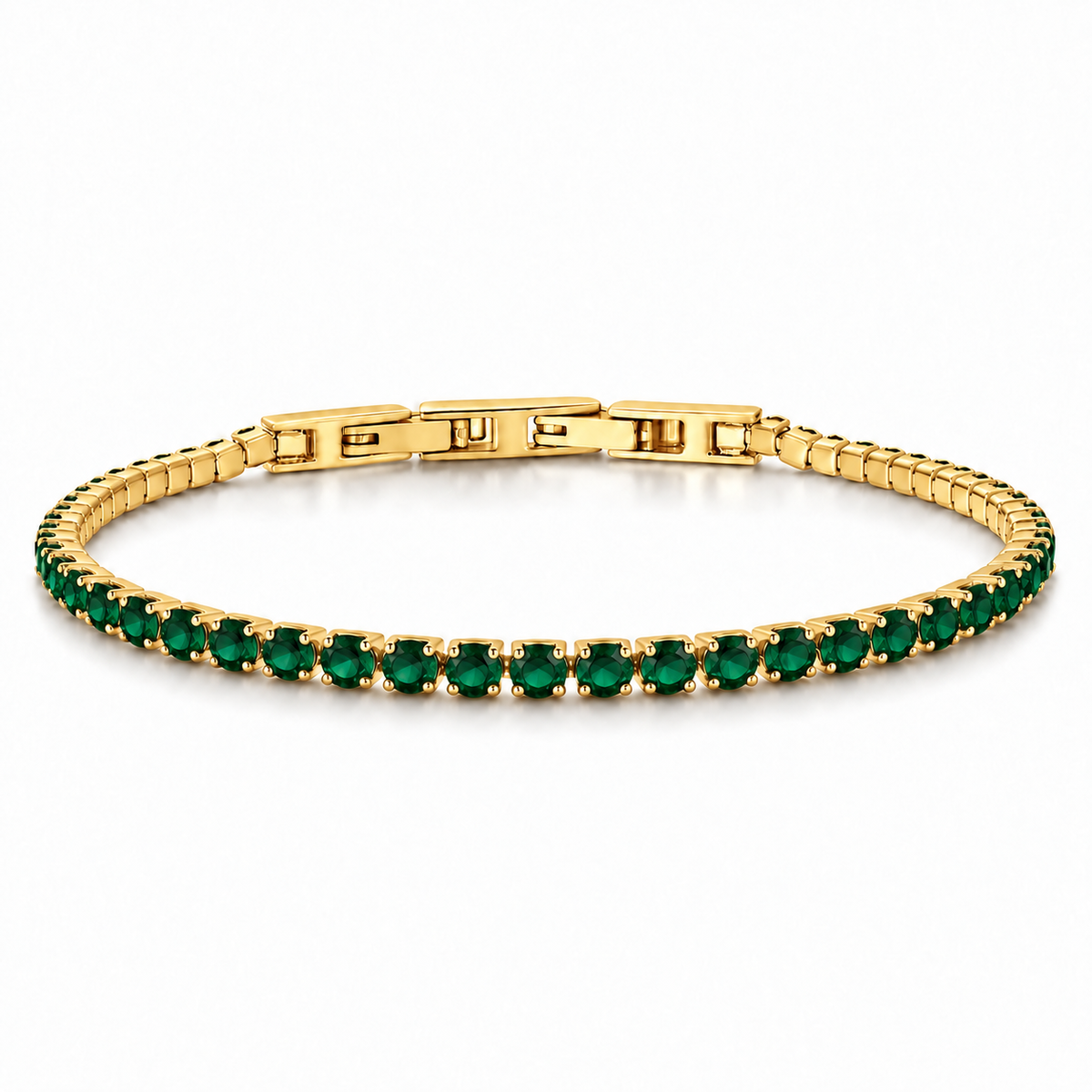 Bracciale Tennis 3mm in acciaio inox placcato oro con chiusura a scatto unisex
