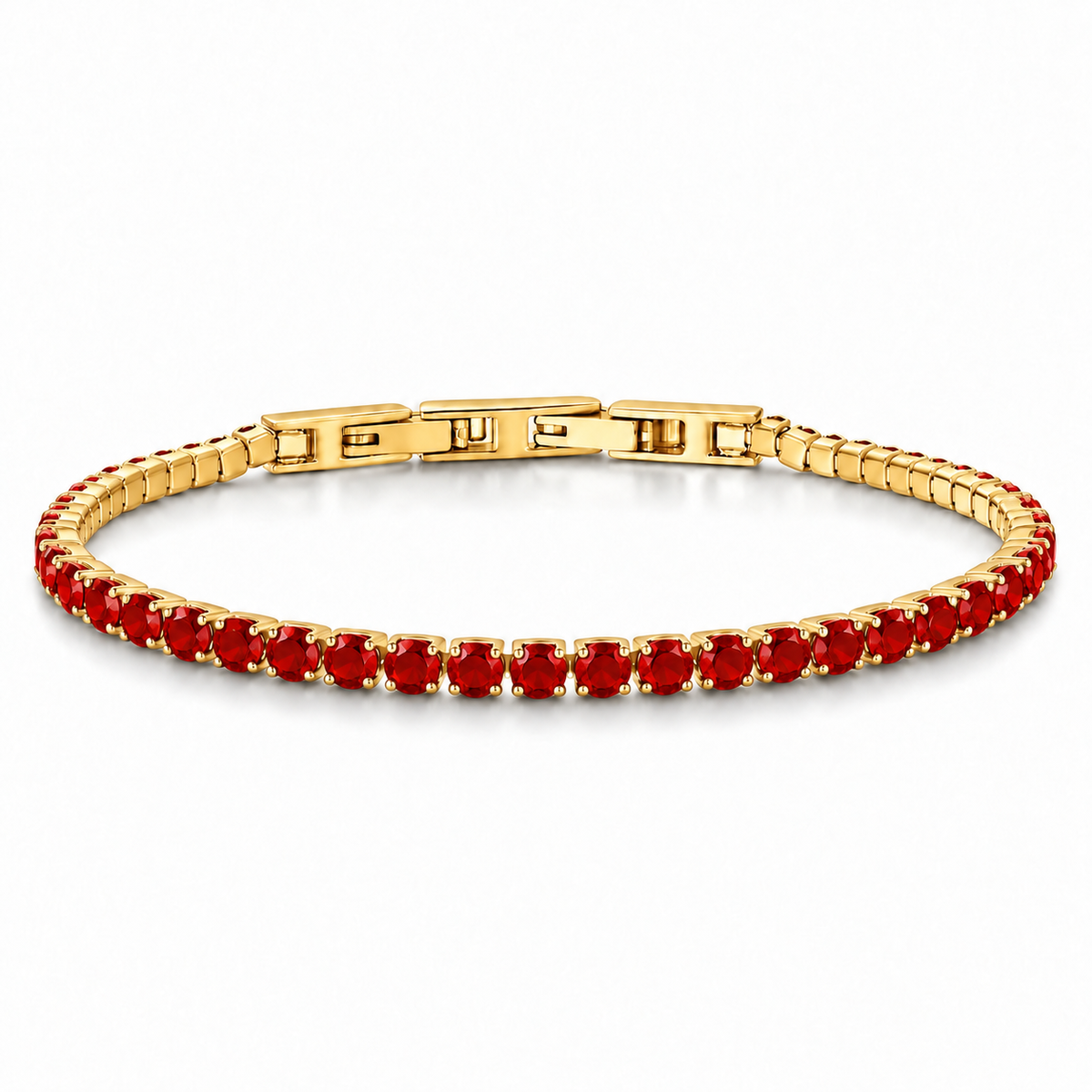 Bracciale Tennis 3mm in acciaio inox placcato oro con chiusura a scatto unisex