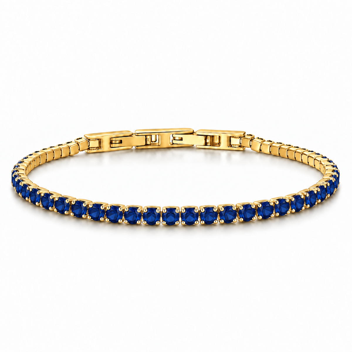 Bracciale Tennis 3mm in acciaio inox placcato oro con chiusura a scatto unisex