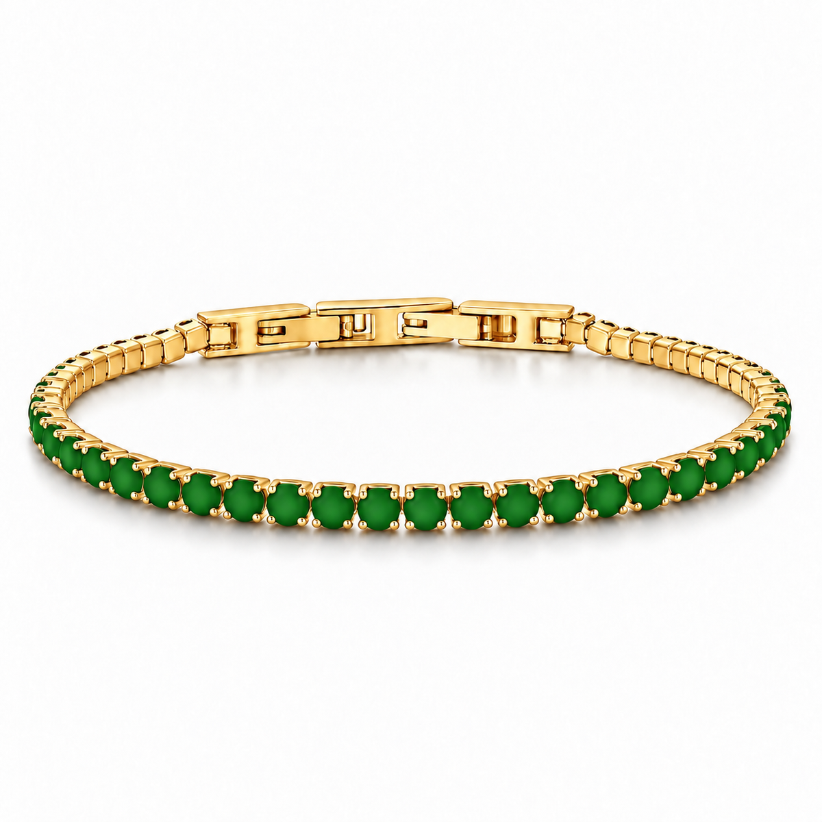 Bracciale Tennis 3mm in acciaio inox placcato oro con chiusura a scatto unisex