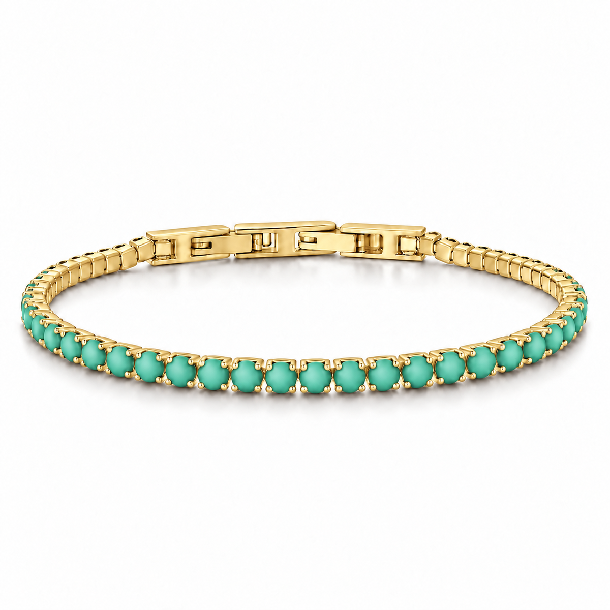 Bracciale Tennis 3mm in acciaio inox placcato oro con chiusura a scatto unisex