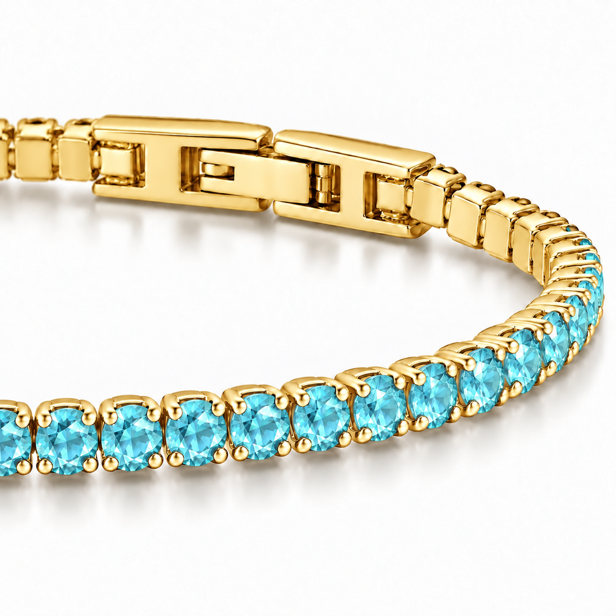 Bracciale Tennis 3mm in acciaio inox placcato oro con chiusura a scatto unisex