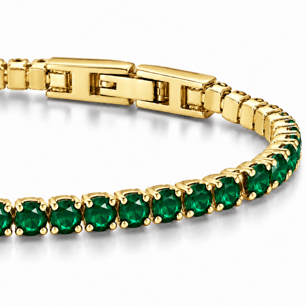 Bracciale Tennis 3mm in acciaio inox placcato oro con chiusura a scatto unisex