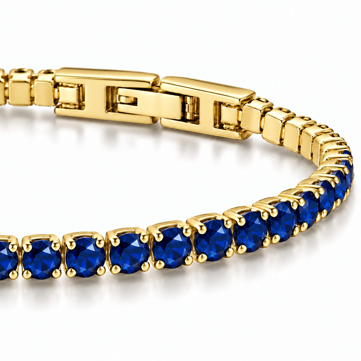 Bracciale Tennis 3mm in acciaio inox placcato oro con chiusura a scatto unisex