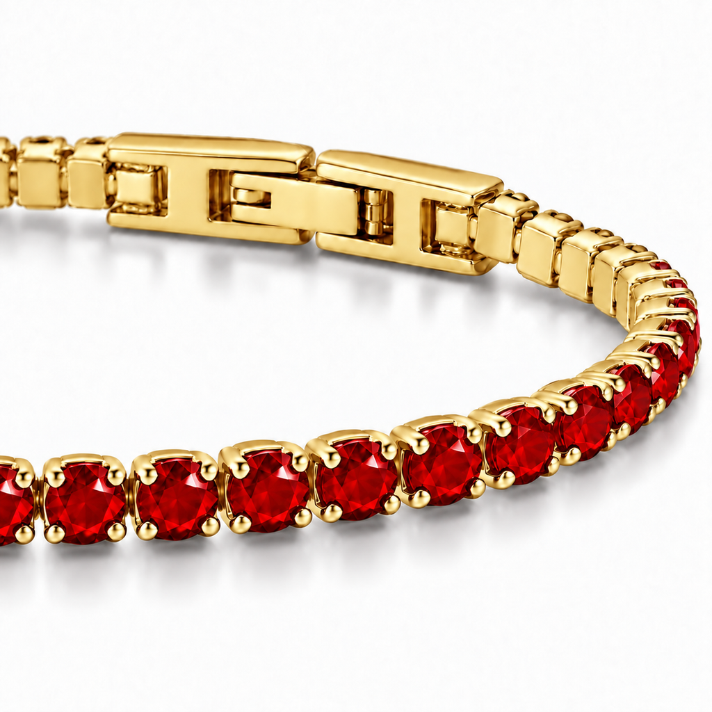 Bracciale Tennis 3mm in acciaio inox placcato oro con chiusura a scatto unisex