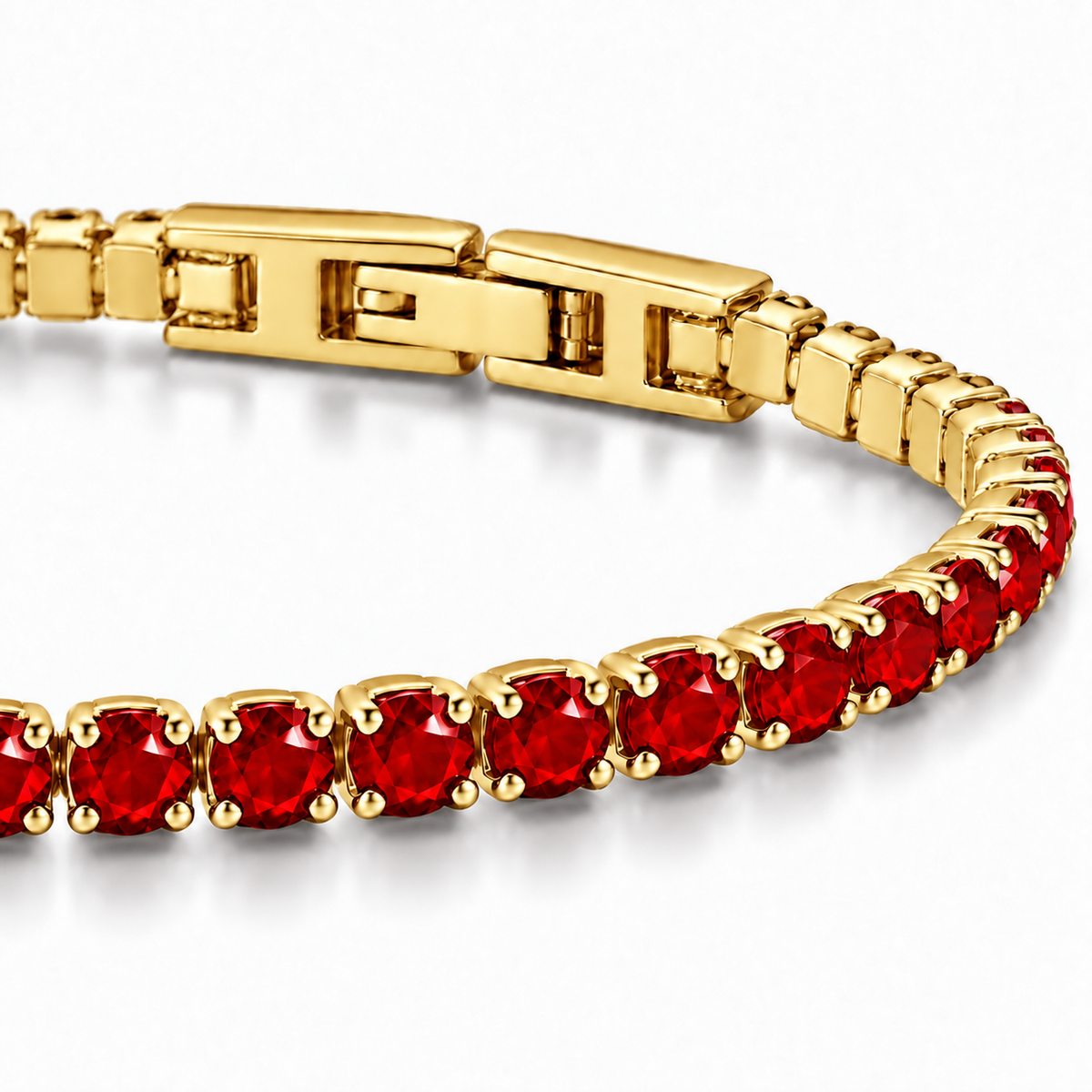 Bracciale Tennis 3mm in acciaio inox placcato oro con chiusura a scatto unisex