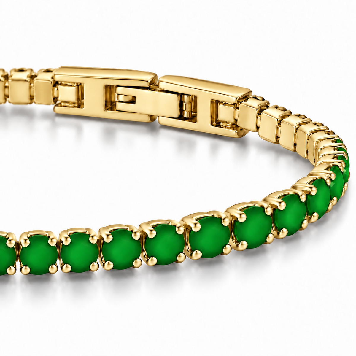 Bracciale Tennis 3mm in acciaio inox placcato oro con chiusura a scatto unisex