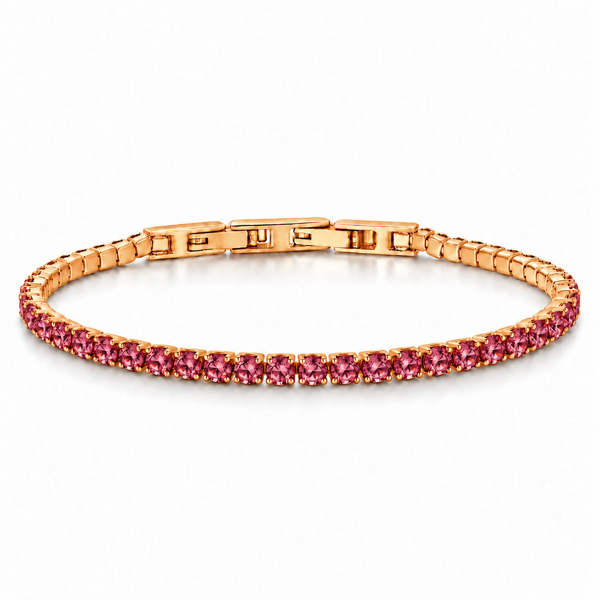 Bracciale Tennis 3mm in acciaio inox placcato oro con chiusura a scatto unisex