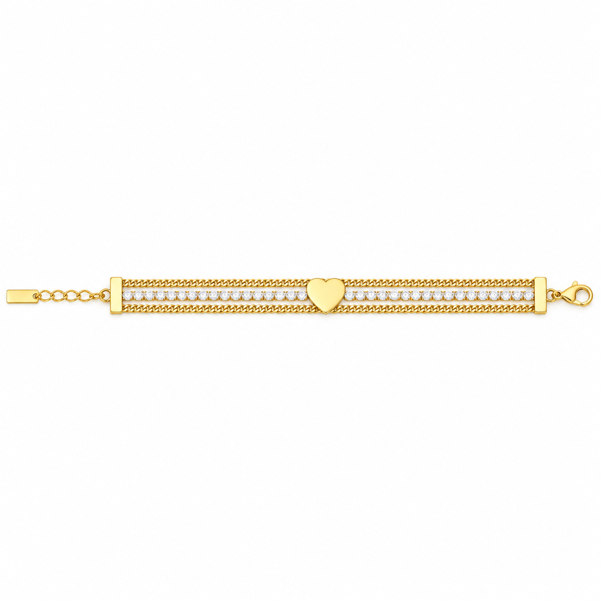 Bracciale Tennis in acciaio inox a tre fili e simbolo Cuore