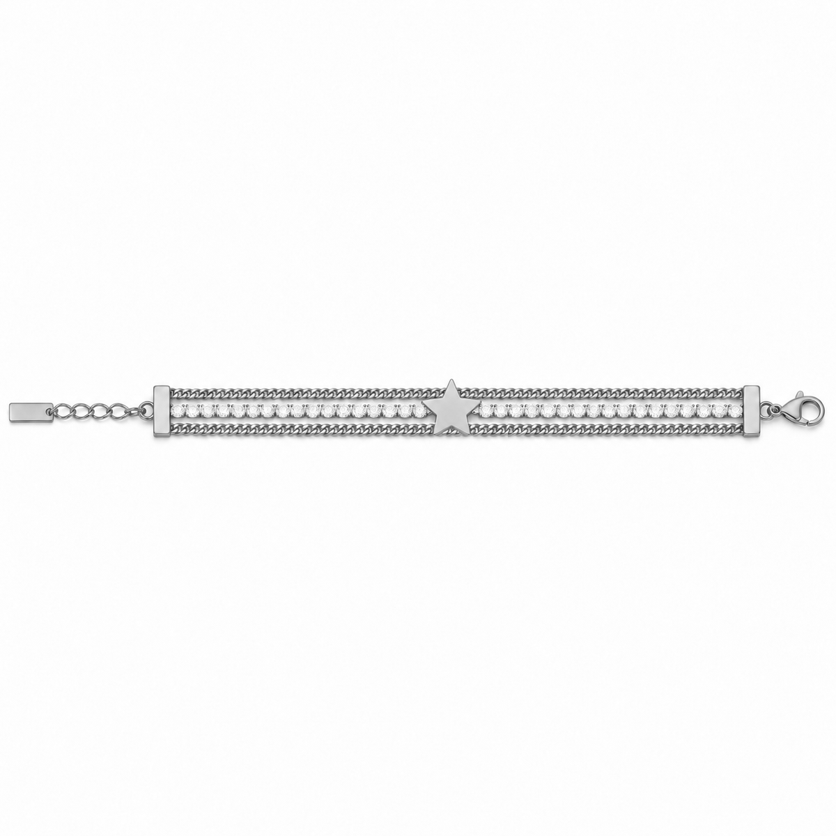 Bracciale Tennis in acciaio inox a tre fili e simbolo Stella
