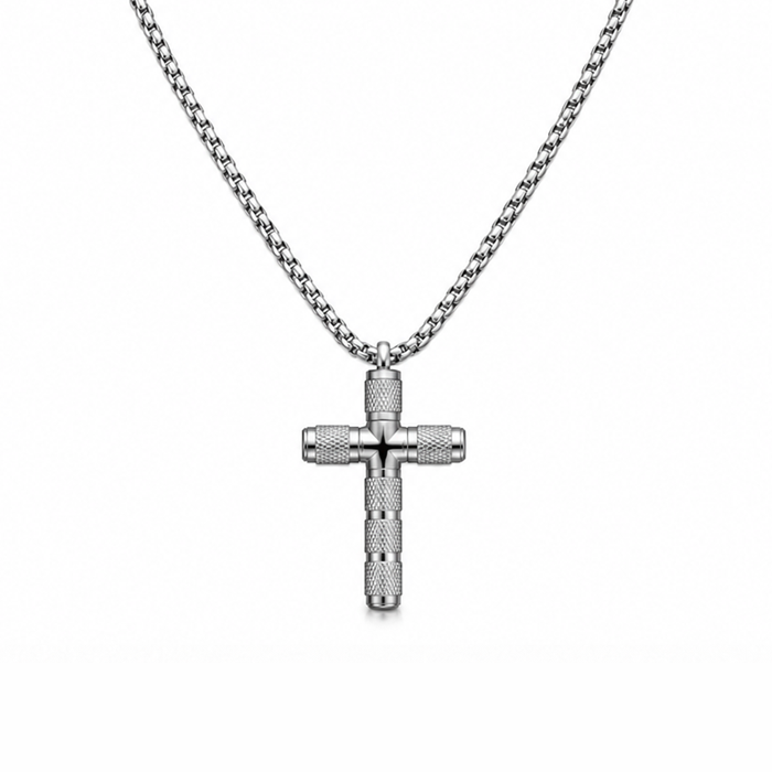 Collana da uomo con croce zingrinata in acciaio inox