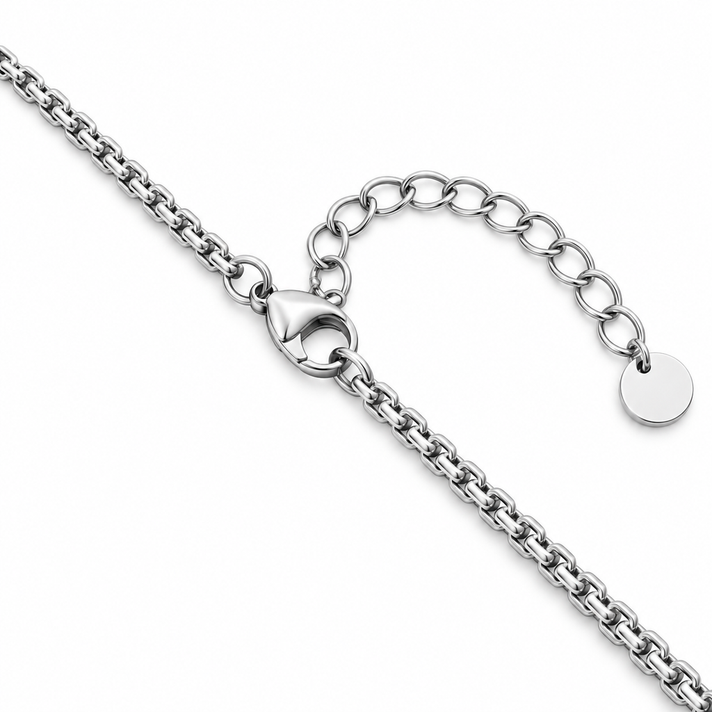 Collana da uomo con croce argento e rosè e strass nero in acciaio inox