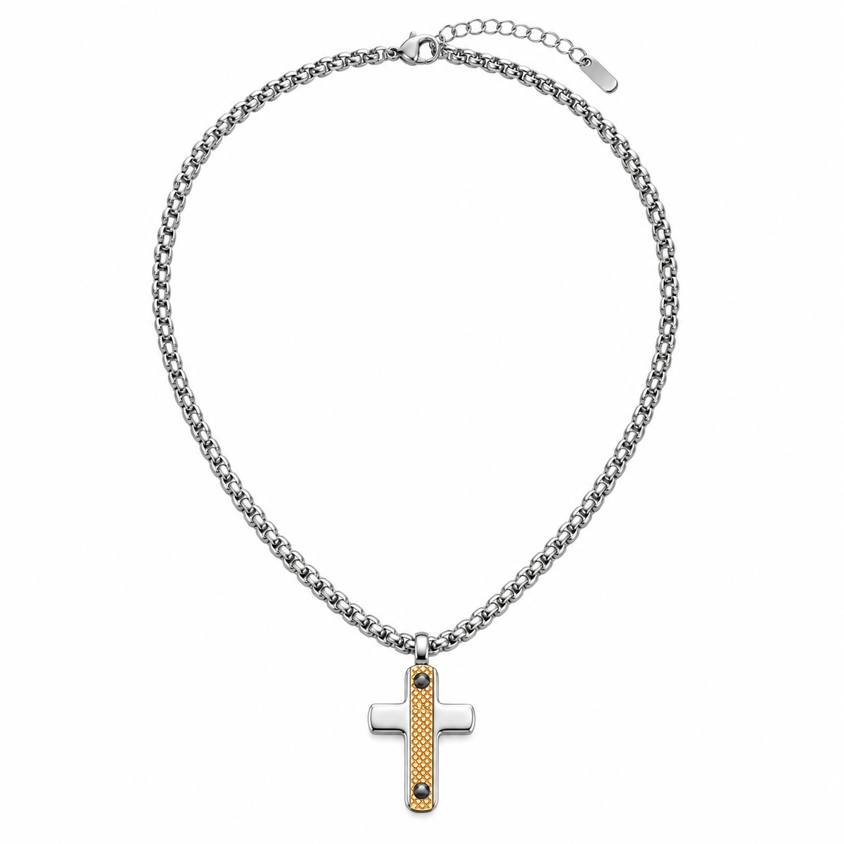 Collana Uomo con croce zingrinata rosè in acciaio inox